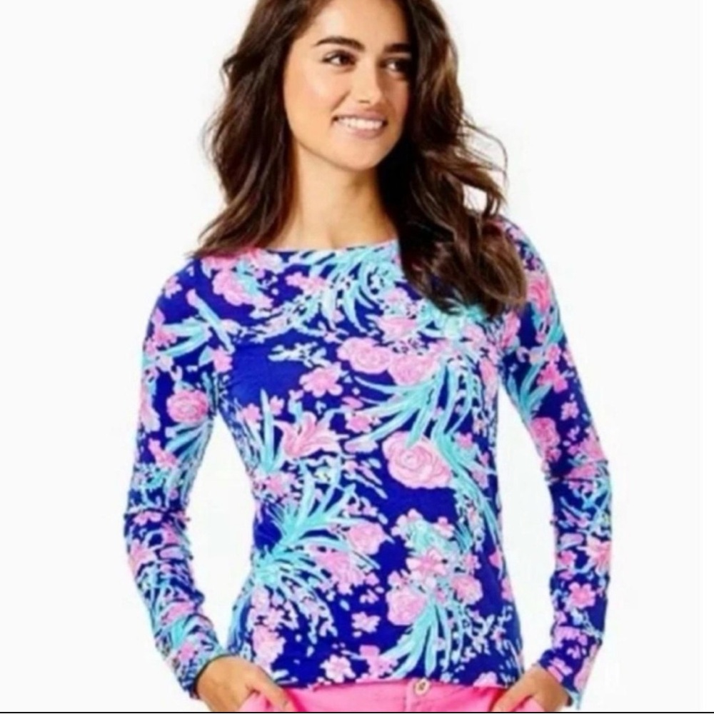 Lilly Pulitzer Corsica Blue Toucan Party Long-Sleeve Top